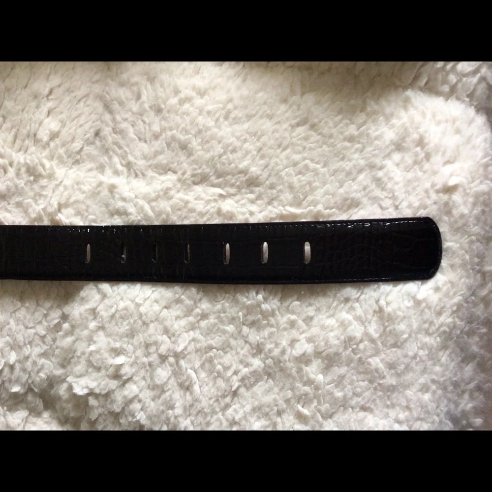 Brian Toohey Exotic Leather Croc Embossed Belt in Black